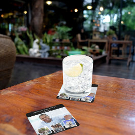 Posavasos Cuadrado De Papel Composición de fotos fiesta de cumpleaños blanco n