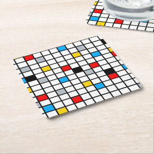 Posavasos Cuadrado De Papel Composición Minimalista geométrica mondrica modern