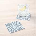 Posavasos Cuadrado De Papel Comprobación de la colección de Bodas azules polvo<br><div class="desc">Moderno bohemio Dusty Blue color productos para bodas. Diseño de cheques retro retro y moderno de diseño,  placas de papel a cuadros retorcidas con un bonito y elegante color Dusty Blue y blanco de moda.</div>