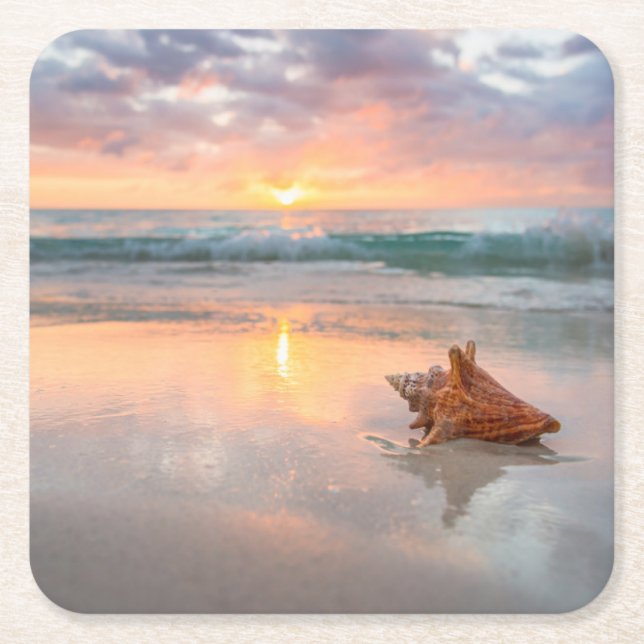 Posavasos Cuadrado De Papel Concha Shell en la playa el | Jamaica (Anverso)