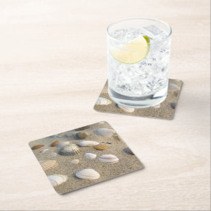 Posavasos Cuadrado De Papel conchas marinas
