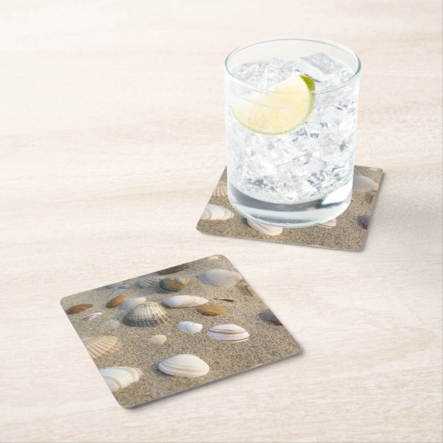Posavasos Cuadrado De Papel conchas marinas (In situ)