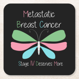 Posavasos Cuadrado De Papel Conciencia sobre el cáncer mamario metastásico