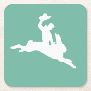 Posavasos Cuadrado De Papel Conejito Bucking del caballo salvaje