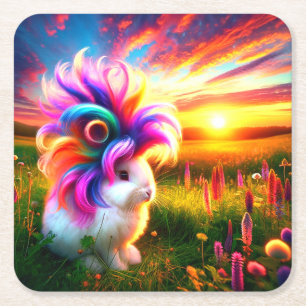 Posavasos Cuadrado De Papel Conejo