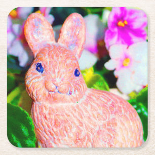 Posavasos Cuadrado De Papel Conejo de conejo de conejito kitschy