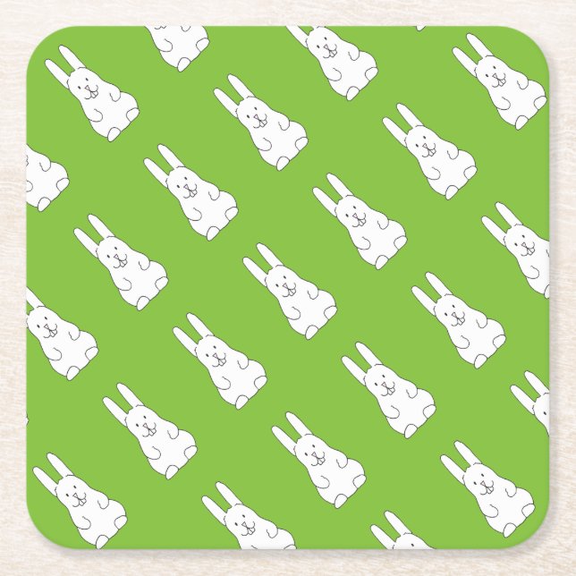 Posavasos Cuadrado De Papel Conejo de Pascua (Anverso)