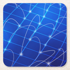 Posavasos Cuadrado De Papel Conexiones de red azul y blanco