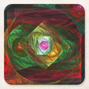 Posavasos Cuadrado De Papel Conexiones dinámicas Resumen de arte