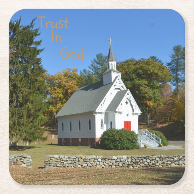 Posavasos Cuadrado De Papel Confianza en la Iglesia de Dios (Anverso)