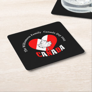 Posavasos Cuadrado De Papel Configuración del Fiesta del Día de Canadá Persona