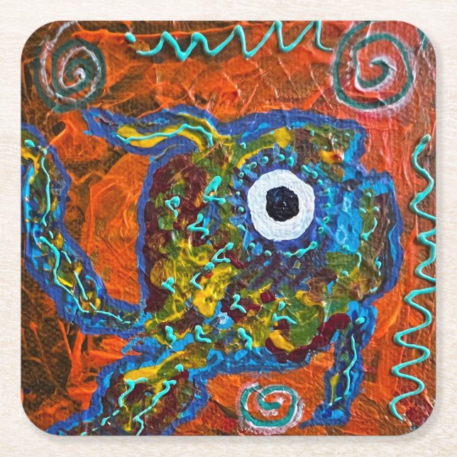 Posavasos Cuadrado De Papel Conjunto de aletas de pescado (Anverso)