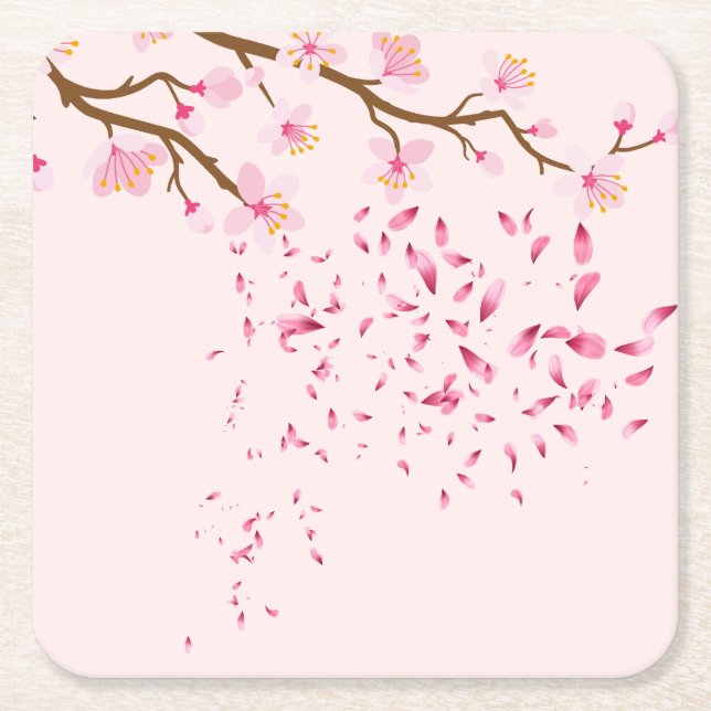 Posavasos Cuadrado De Papel Conjunto de escayas rosadas (Anverso)