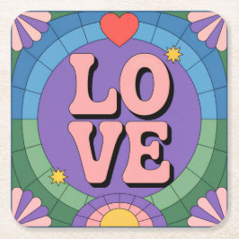 Posavasos Cuadrado De Papel Conjunto de escayola púrpura cúrcuma retro