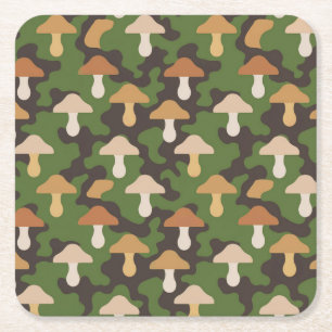 Posavasos Cuadrado De Papel Conjunto de escoria de imágenes de hongo de camo
