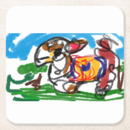 Posavasos Cuadrado De Papel Conjunto de Llamas