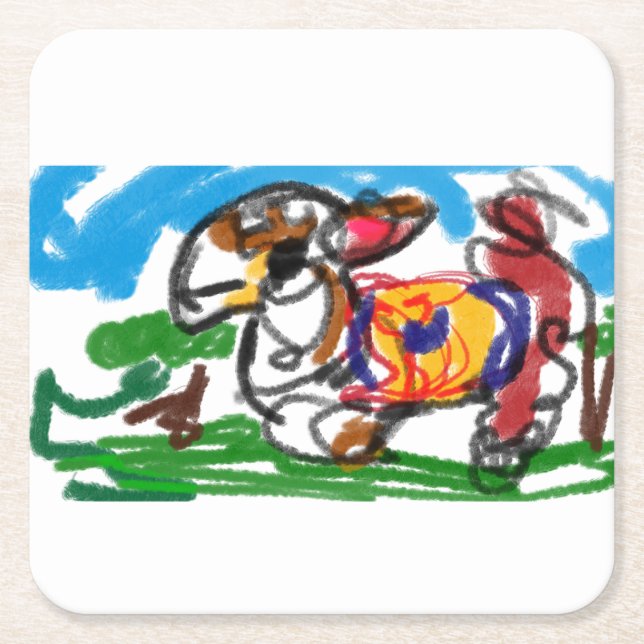 Posavasos Cuadrado De Papel Conjunto de Llamas (Anverso)