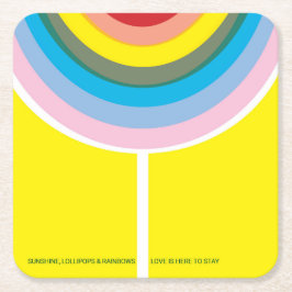 Posavasos Cuadrado De Papel Conjunto de montaña de colores "El amor está aquí 