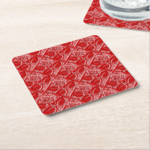 Posavasos Cuadrado De Papel Conjunto de Rosas metalizado-24-Red-Coaster
