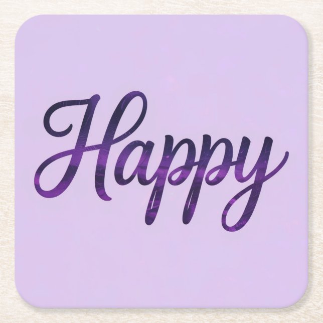 Posavasos Cuadrado De Papel Conjunto de velocidad de confirmación de Happy (Anverso)