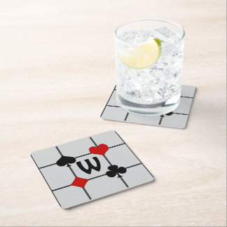 Posavasos Cuadrado De Papel Conjuntos de cartas de juego Art Deco v2 monograma