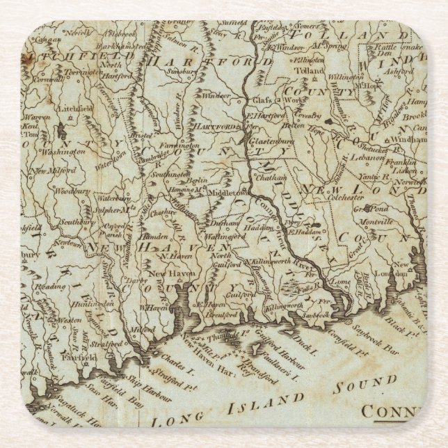 Posavasos Cuadrado De Papel Connecticut 7 (Anverso)