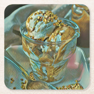 Posavasos Cuadrado De Papel Cono de helado de verano