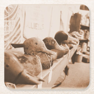 Posavasos Cuadrado De Papel Consigue tus pollos en fila - Antigüedades - Monas