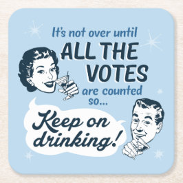 Posavasos Cuadrado De Papel Contar todos los votos | Papelera | Retro Funny