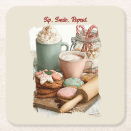 Posavasos Cuadrado De Papel Cookies, Cocoa & Christmas Cheer