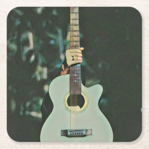 Posavasos Cuadrado De Papel Cool guitarist gifts