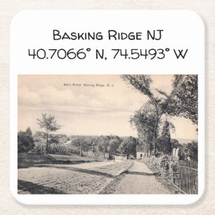 Posavasos Cuadrado De Papel Coordenada del Mapa NJ de Basking Ridge 1906 Estil