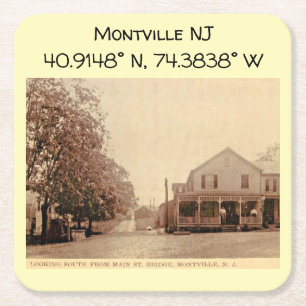 Posavasos Cuadrado De Papel Coordenadas del mapa de Montville NJ con estilo de