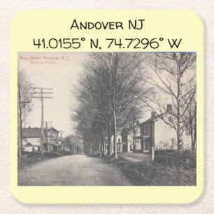 Posavasos Cuadrado De Papel Coordenadas del mapa de NJ de Andover Estilo de ép