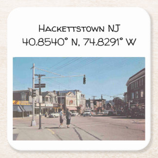 Posavasos Cuadrado De Papel Coordenadas del mapa de NJ de Hackettstown estilo 