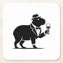 Copa de vino divertida de capybara minimalista mod