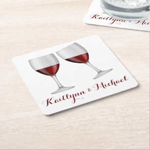 Posavasos Cuadrado De Papel Copas de vino tinto de Borgoña para champán para b