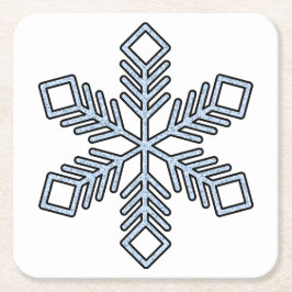Posavasos Cuadrado De Papel Copo de Nieve Brillante - Ramas Azul Bebé