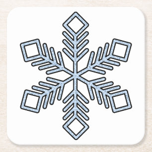 Posavasos Cuadrado De Papel Copo de Nieve Brillante - Ramas Azul Bebé