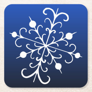 Posavasos Cuadrado De Papel Copos de copo de nieve azul