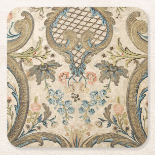 Posavasos Cuadrado De Papel Copos de impresión floral Louis XV