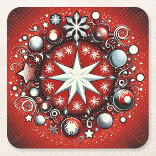 Posavasos Cuadrado De Papel Copos de nieve