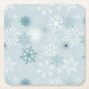 Posavasos Cuadrado De Papel Copos de nieve