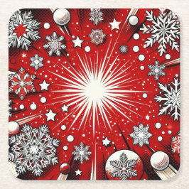 Posavasos Cuadrado De Papel Copos de nieve