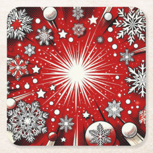 Posavasos Cuadrado De Papel Copos de nieve