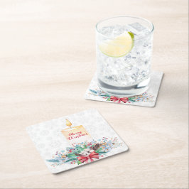 Posavasos Cuadrado De Papel Copos De Nieve Blancos Y Decoración De Navidades