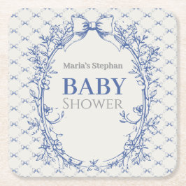 Posavasos Cuadrado De Papel Coquette azul vintage floral