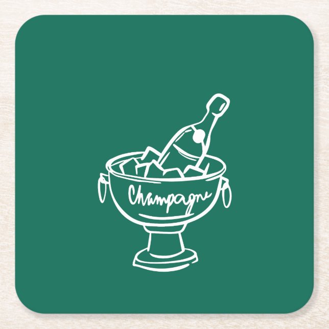 Posavasos Cuadrado De Papel Coquette Champagne (Anverso)