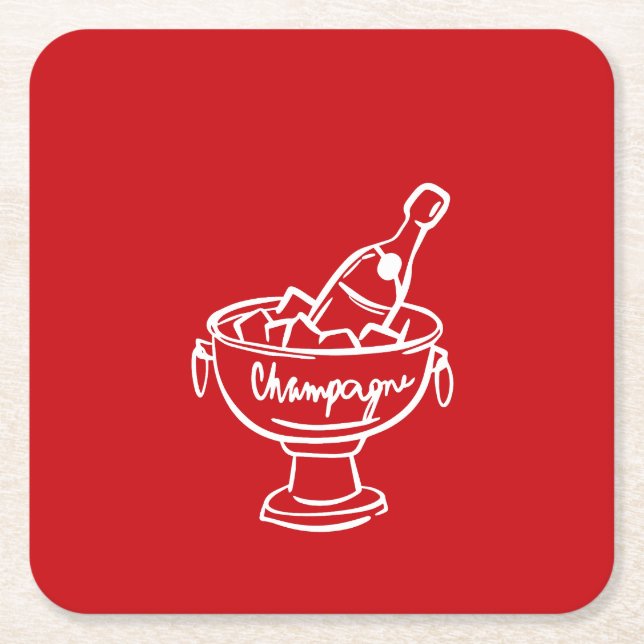 Posavasos Cuadrado De Papel Coquette Champagne (Anverso)