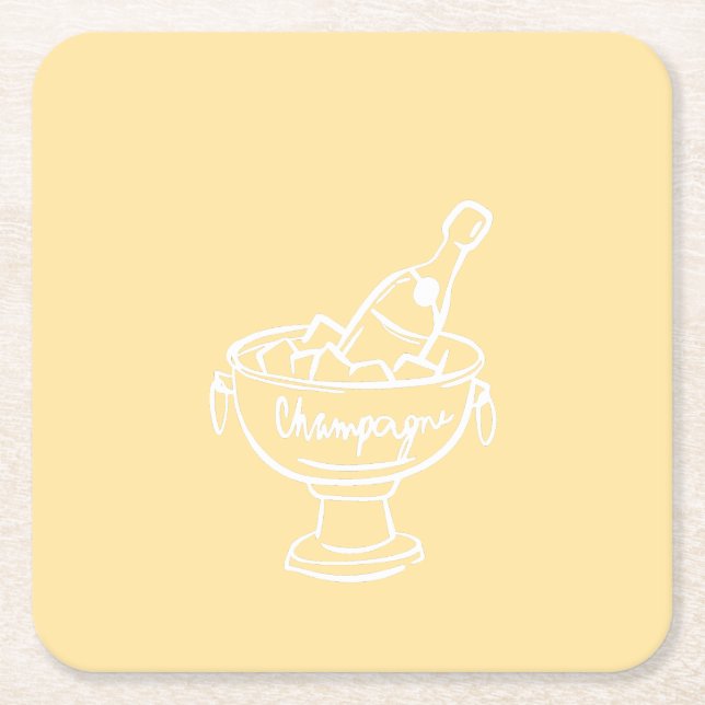 Posavasos Cuadrado De Papel Coquette Champagne (Anverso)